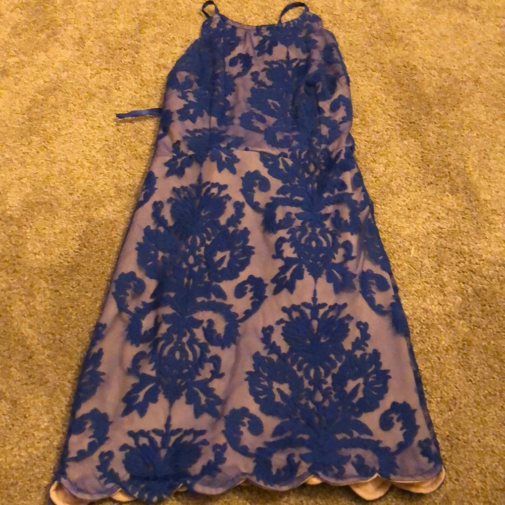 Blue lace mini dress